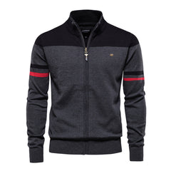 Men's Casual Stand Collar Full Zip Up Cardigan Sweater Coat