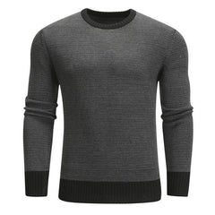 Men's Contrast Neck And Hem Slim Fit Crew Neck Pullover Sweater