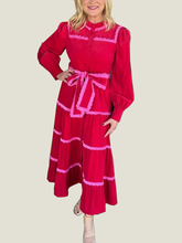 Women's Button Down Scalloped Tiered Corduroy Dress (Buy 2 Free Shipping)