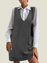 Women's V-Neck Sweater Vest Dress with Pockets (Buy 2 Free Shipping)