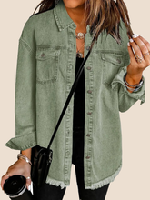 Women's Button Down Raw Edge Denim Jacket (Buy 2 Free Shipping)