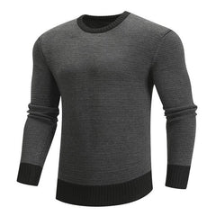 Men's Contrast Neck And Hem Slim Fit Crew Neck Pullover Sweater