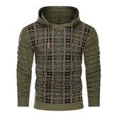 Men's Pullover Color Block Jacquard Check Pattern Hooded Sweater Basic Vintage Style Outdoor Sport