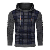 Men's Pullover Color Block Jacquard Check Pattern Hooded Sweater Basic Vintage Style Outdoor Sport