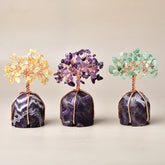Amethyst Original Stone Five-petal Base Fortune Tree Ornament