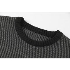 Men's Contrast Neck And Hem Slim Fit Crew Neck Pullover Sweater