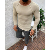 Men's Solid Color Casual Crew Neck Raglan Sleeves Sweater