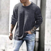 Men's Solid Color Crew Neck Pullover Knit Sweater